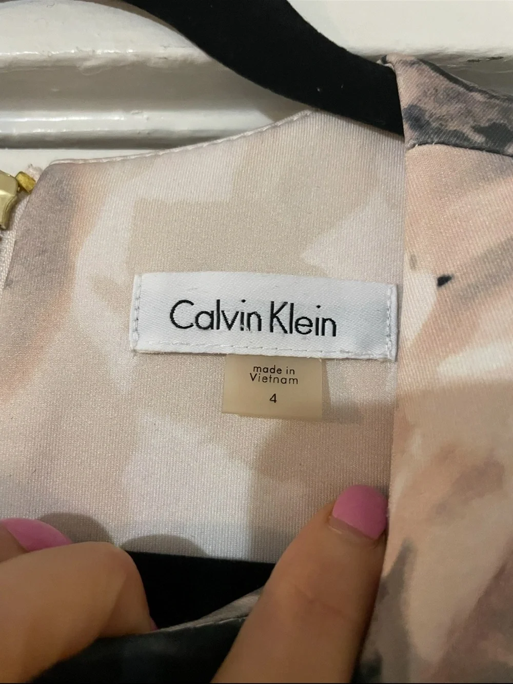 Calvin Klein Neutral Floral Midi Sheath Dress size 4
